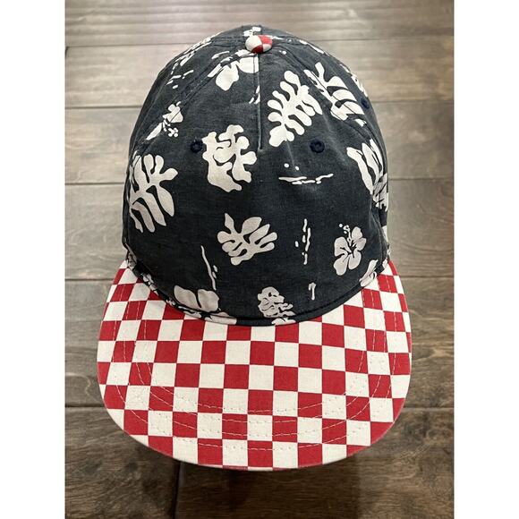 Vans Off the Wall Mens Checkerboard Brim Leaf Print Adjustable Snapback Hat Cap - Picture 2 of 9